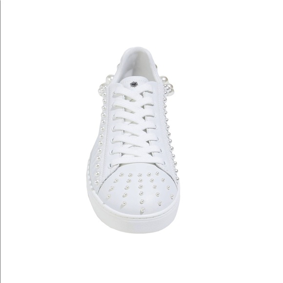 Stuart Weitzman White Faux Pearl Sneakers Size 7US - Picture 2 of 4